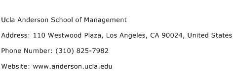 Ucla Anderson School of Management Address Contact Number
