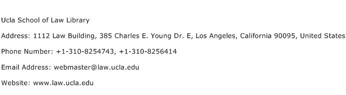 Ucla School of Law Library Address Contact Number