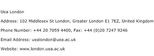 Uea London Address Contact Number