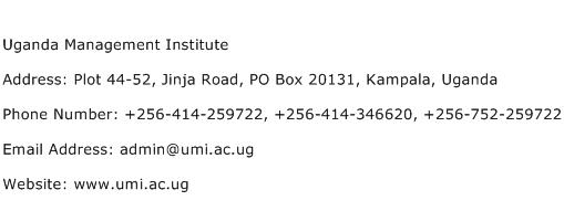 Uganda Management Institute Address Contact Number