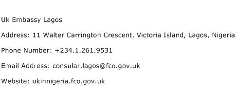 Uk Embassy Lagos Address Contact Number