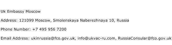 Uk Embassy Moscow Address Contact Number