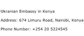 Ukranian Embassy in Kenya Address Contact Number