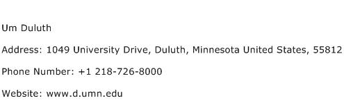 Um Duluth Address Contact Number