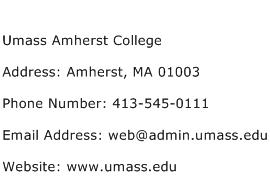 Umass Amherst College Address Contact Number