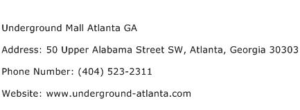 Underground Mall Atlanta GA Address Contact Number