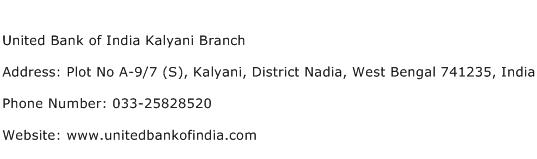United Bank of India Kalyani Branch Address Contact Number