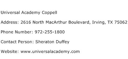 Universal Academy Coppell Address Contact Number