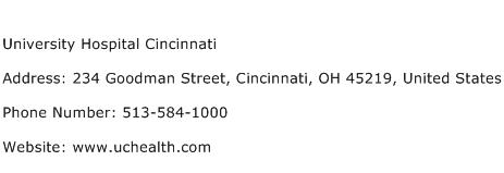University Hospital Cincinnati Address Contact Number
