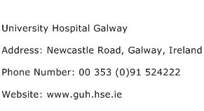 University Hospital Galway Address Contact Number