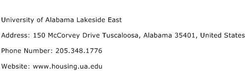 University of Alabama Lakeside East Address Contact Number