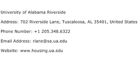 University of Alabama Riverside Address Contact Number