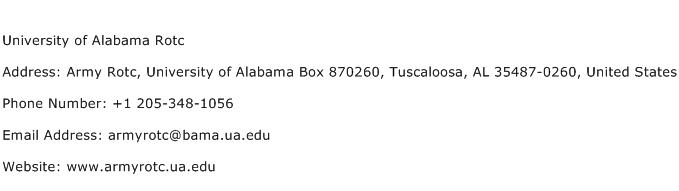 University of Alabama Rotc Address Contact Number