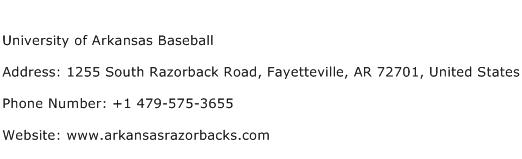 University of Arkansas Baseball Address Contact Number