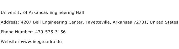 University of Arkansas Engineering Hall Address Contact Number