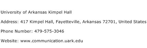 University of Arkansas Kimpel Hall Address Contact Number