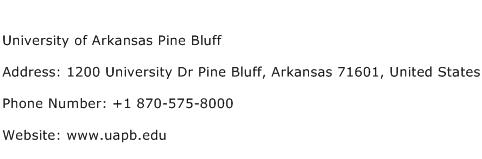 University of Arkansas Pine Bluff Address Contact Number