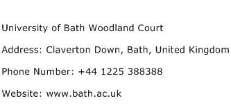 University of Bath Woodland Court Address Contact Number