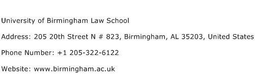 University of Birmingham Law School Address Contact Number