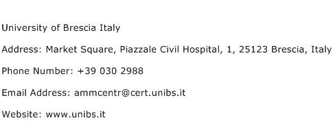 University of Brescia Italy Address Contact Number