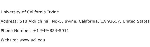 University of California Irvine Address Contact Number