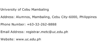 University of Cebu Mambaling Address Contact Number
