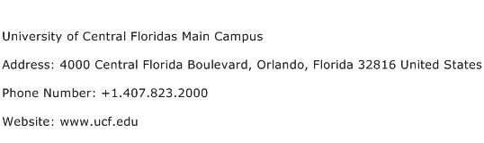University of Central Floridas Main Campus Address Contact Number