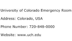 University of Colorado Emergency Room Address Contact Number