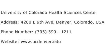 University of Colorado Health Sciences Center Address Contact Number