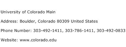 University of Colorado Main Address Contact Number