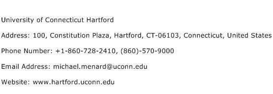 University of Connecticut Hartford Address Contact Number