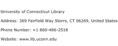 University of Connecticut Library Address Contact Number