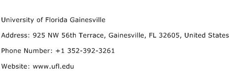 University of Florida Gainesville Address Contact Number