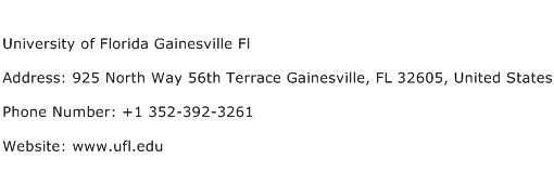 University of Florida Gainesville Fl Address Contact Number