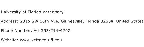 University of Florida Veterinary Address Contact Number
