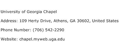 University of Georgia Chapel Address Contact Number