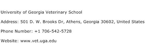 University of Georgia Veterinary School Address Contact Number