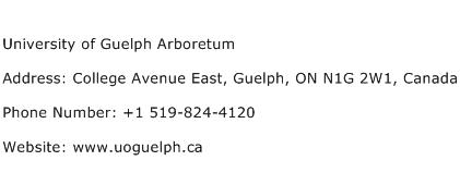 University of Guelph Arboretum Address Contact Number