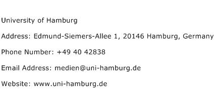 University of Hamburg Address Contact Number