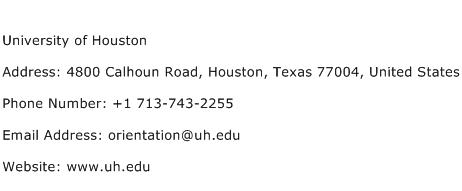 University of Houston Address Contact Number