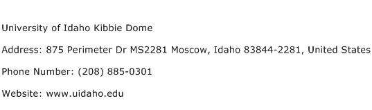 University of Idaho Kibbie Dome Address Contact Number