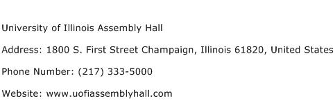 University of Illinois Assembly Hall Address Contact Number
