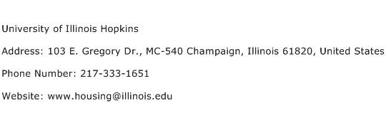 University of Illinois Hopkins Address Contact Number