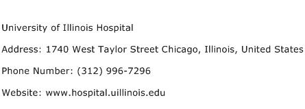 University of Illinois Hospital Address Contact Number