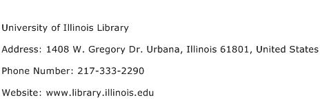 University of Illinois Library Address Contact Number