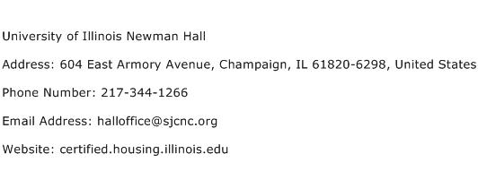 University of Illinois Newman Hall Address Contact Number