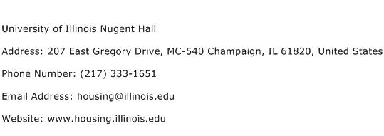 University of Illinois Nugent Hall Address Contact Number