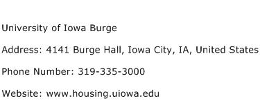 University of Iowa Burge Address Contact Number