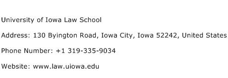University of Iowa Law School Address Contact Number