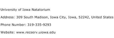 University of Iowa Natatorium Address Contact Number